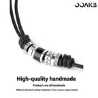 Customized Leather Cord Necklace - 3rd Leather Wedding 316L Steel Lucky Bead