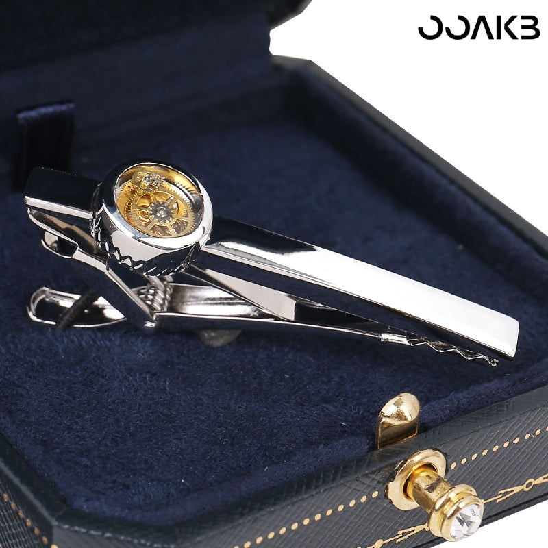 Customized Paper Wedding Clock Gear Tie Clip - Engravable