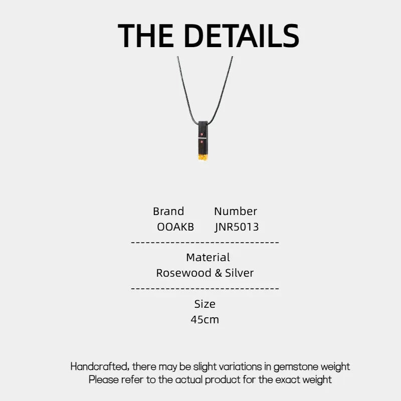 Rosewood & Silver Pendant Necklace - OOAKB