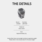 925 Silver Vintage Clock Ring, detail infographic showing materials and construction