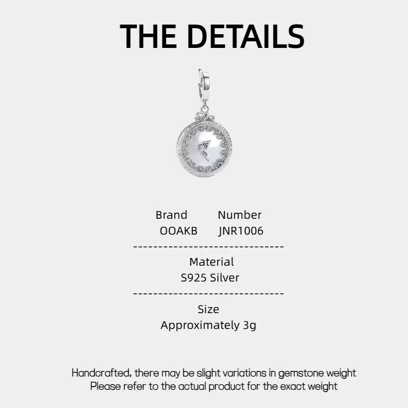 Clock Pendant - Silver Mother-of-Pearl - OOAKB
