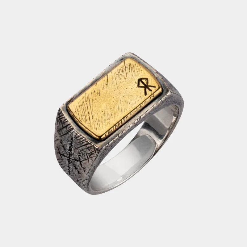 Silver-Copper Viking Rune Ring - OOAKB