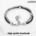 Customized 3rd Leather Wedding Bracelet - Double-Layer Leather Cord Handmade