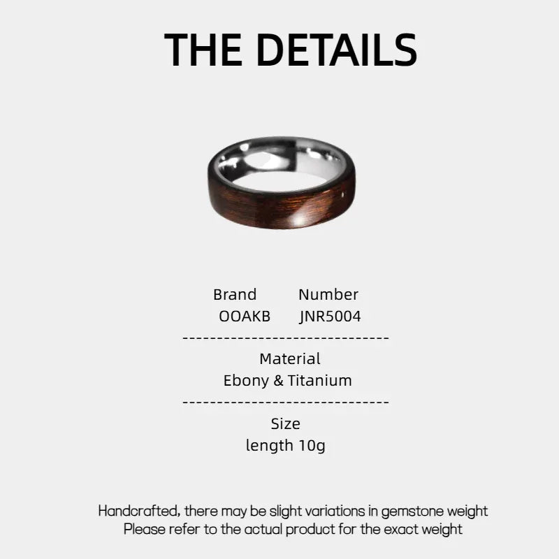 Handcrafted Ebony & Titanium Steel Ring - OOAKB