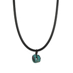 Black Cord Turquoise Pendant Necklace Unisex