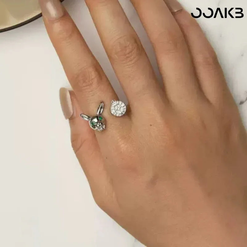 Alice White Rabbit Clock Ring - OOAKB