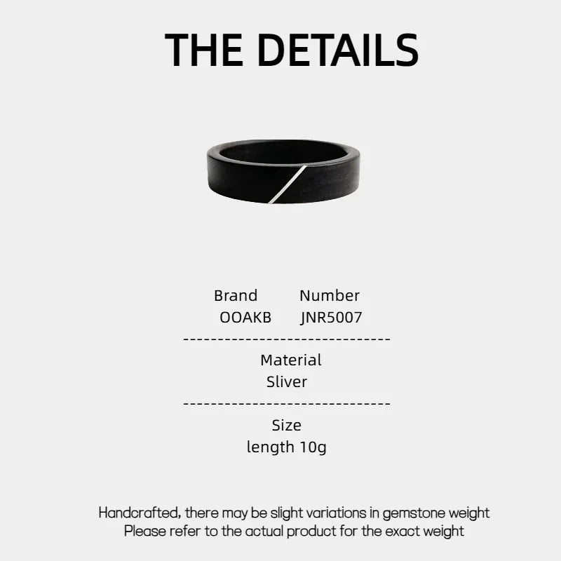 Ebony Ring with Silver Inlay for Couples - OOAKB