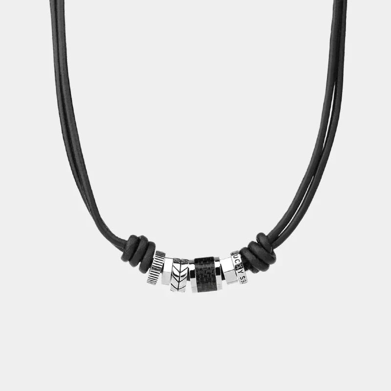 Leather Steel Lucky Bead - OOAKB