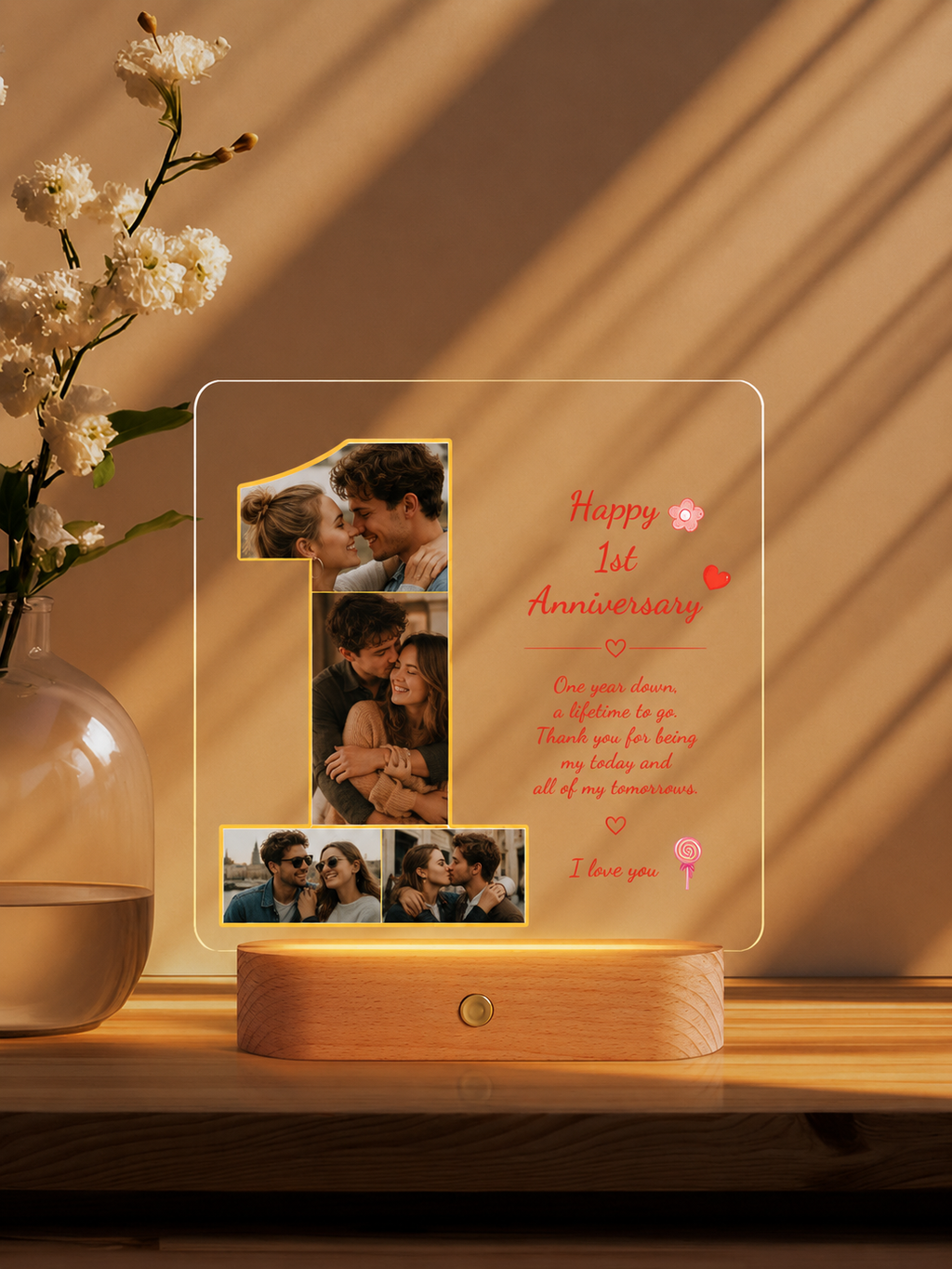 Custom LED Anniversary Photo Frame · Personalized Night Light Gift