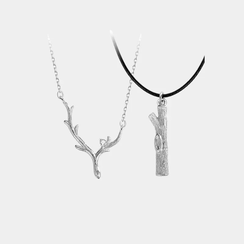 Sterling Silver & Wood Couple Necklace - OOAKB