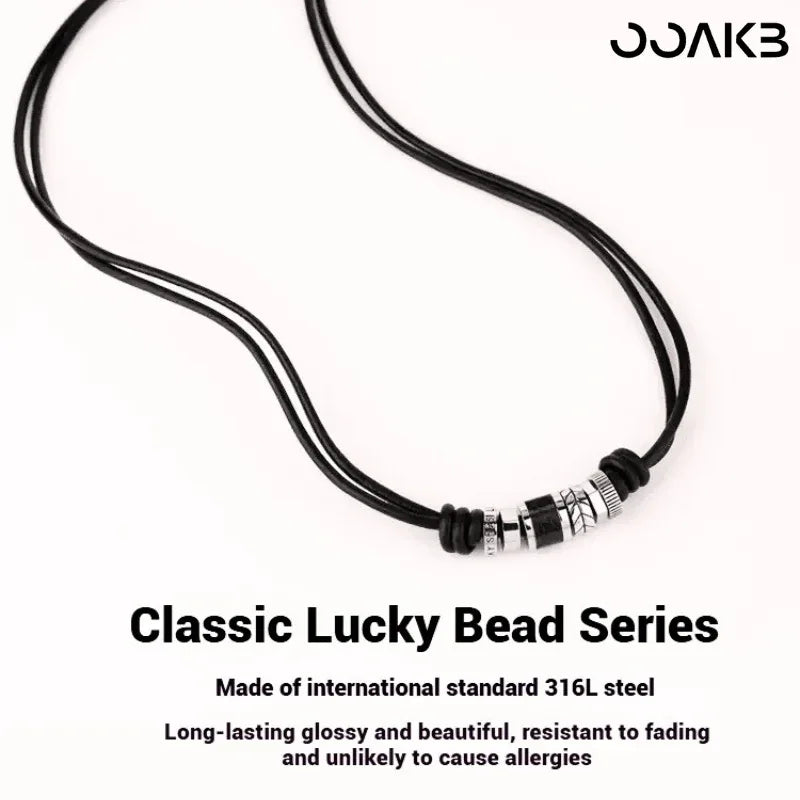 Leather Steel Lucky Bead - OOAKB