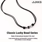 Customized Leather Cord Necklace - 3rd Leather Wedding 316L Steel Lucky Bead