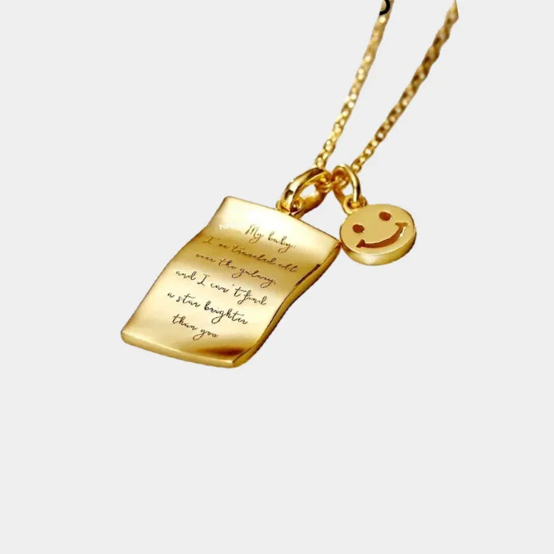 Love Note Necklace - Engraved Charm - OOAKB