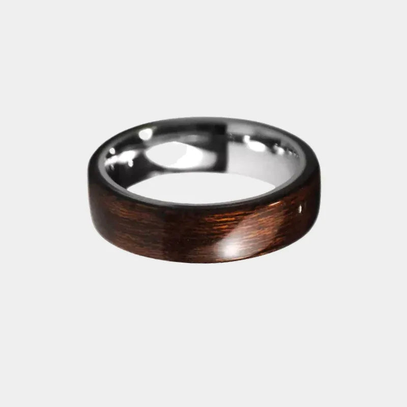 Handcrafted Ebony & Titanium Steel Ring - OOAKB