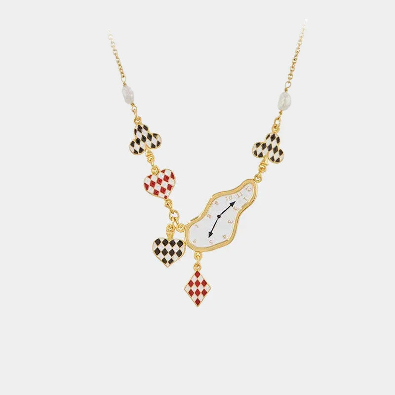 Alice-Inspired Red and Black Spade Necklace - OOAKB