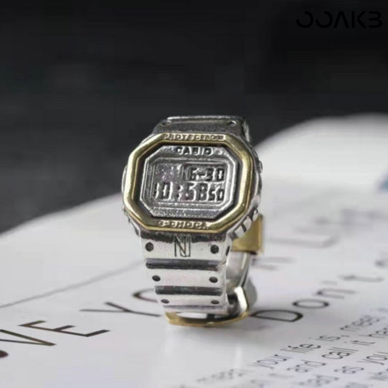 Customized Paper Wedding Clock Ring - 925 Silver Vintage Design