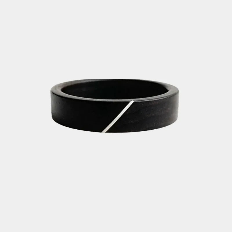 Ebony Ring with Silver Inlay for Couples - OOAKB