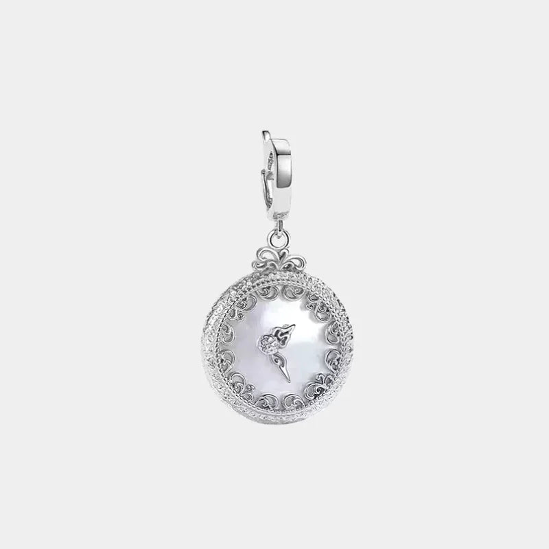 Clock Pendant - Silver Mother-of-Pearl - OOAKB