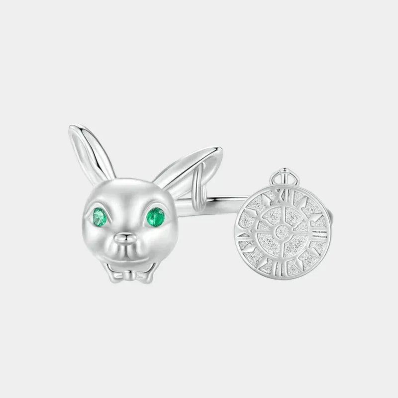 Alice White Rabbit Clock Ring - OOAKB