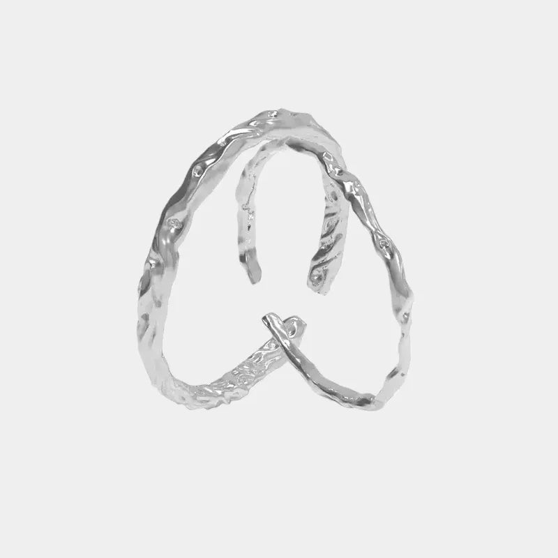 Silver Wood-Branch Couple Rings - OOAKB