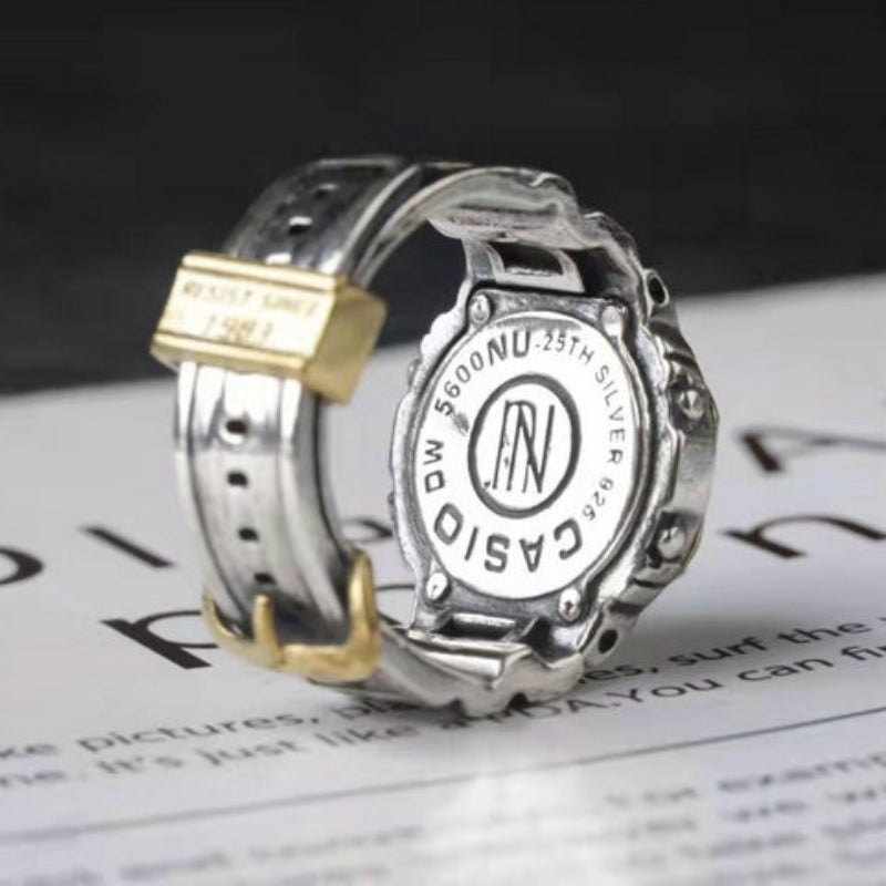 Customized Paper Wedding Clock Ring - 925 Silver Vintage Design