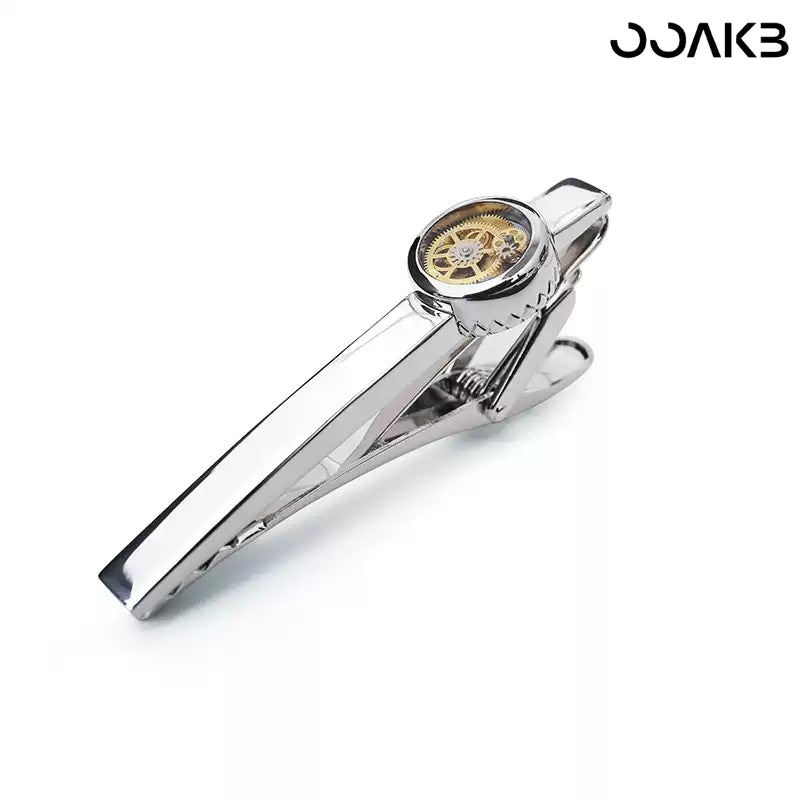 Customized Paper Wedding Clock Gear Tie Clip - Engravable