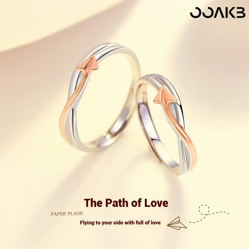 Customized Paper Wedding Paper Plane Couple Rings - 925 Silver