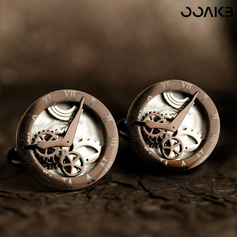 Customized Paper Wedding Clock Gear Cufflinks - Titanium Engraved