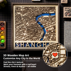 Custom 3D Wooden City Map Wall Art, personalization and engraving examples