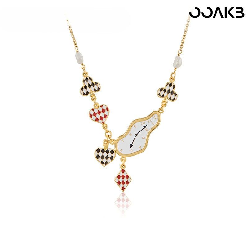 Customized Alice-Inspired Red and Black Spade Necklace for Women - Ideal Paper Wedding Gift