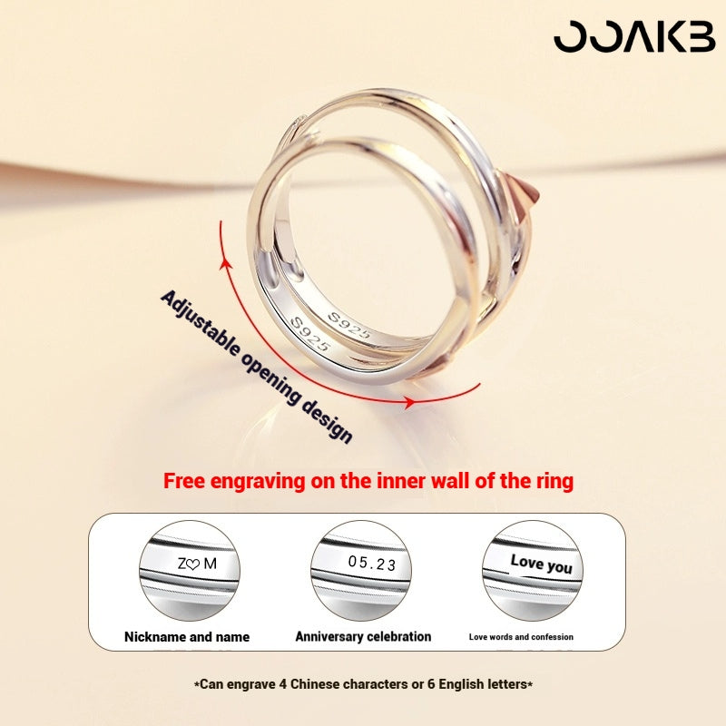 Customized Paper Wedding Paper Plane Couple Rings - 925 Silver