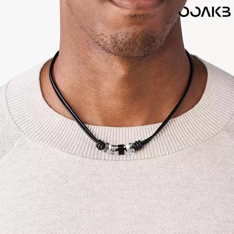 Leather Steel Lucky Bead - OOAKB