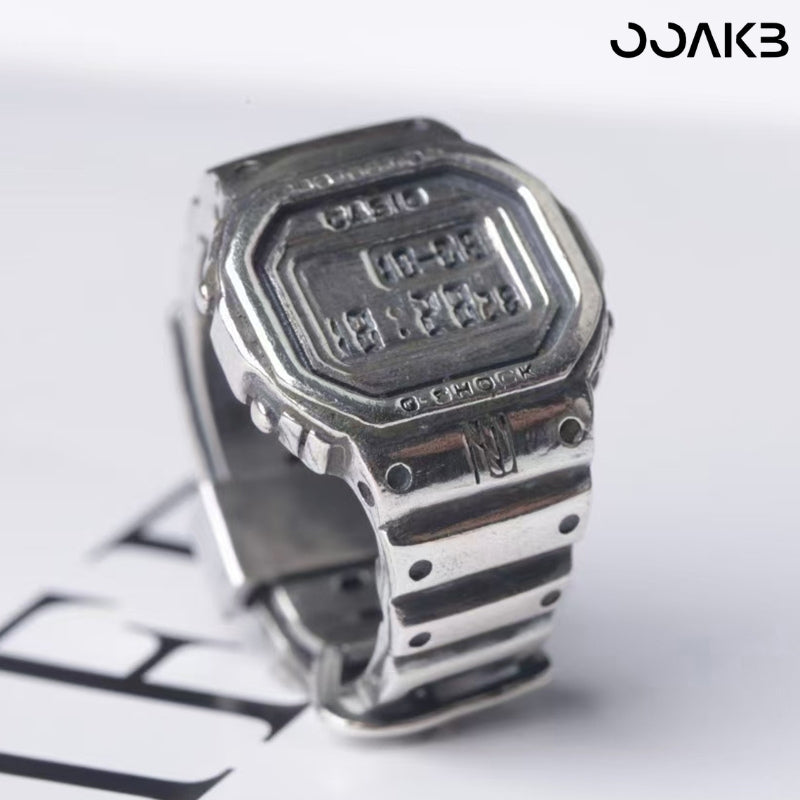 Customized Paper Wedding Clock Ring - 925 Silver Vintage Design