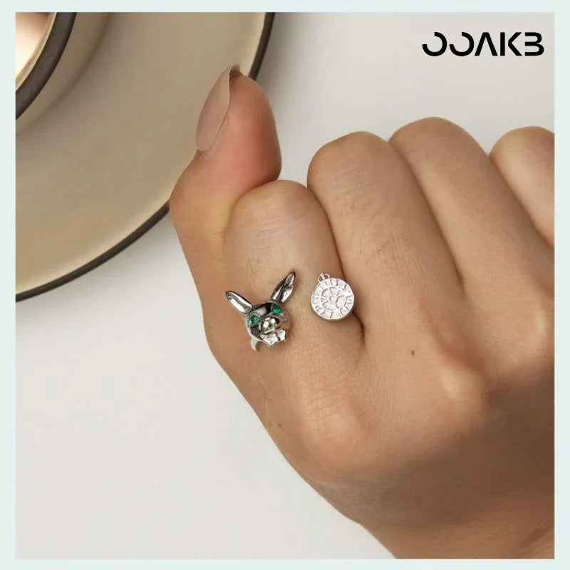 Alice White Rabbit Clock Ring - OOAKB