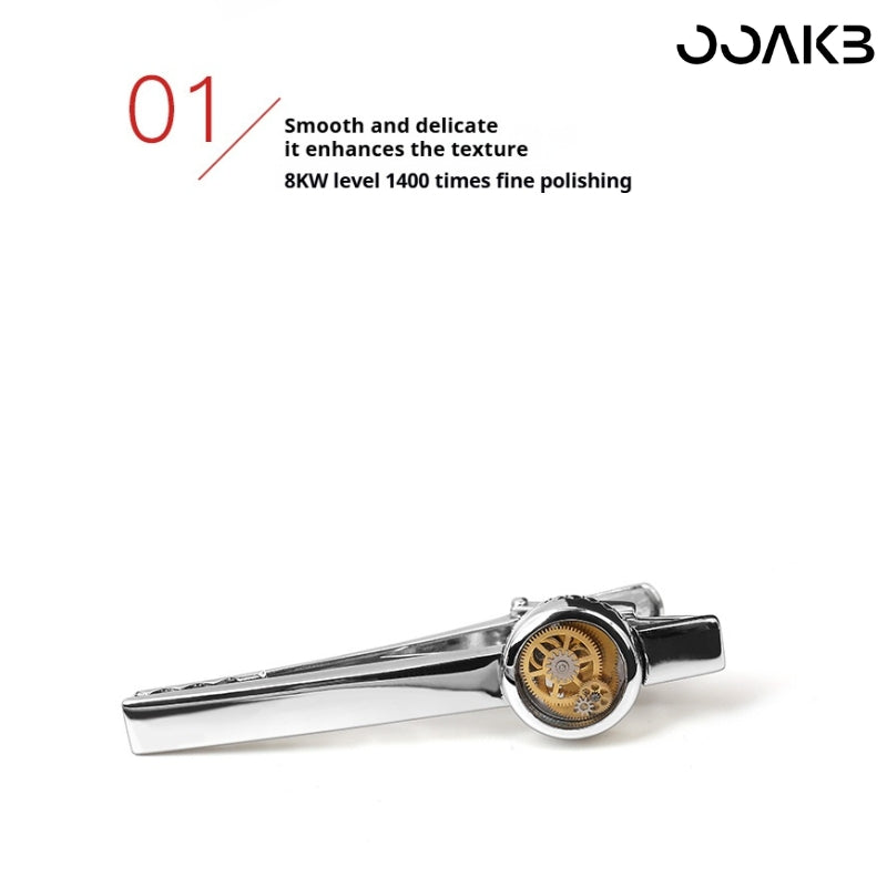 Customized Paper Wedding Clock Gear Tie Clip - Engravable