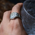 Customized Paper Wedding Clock Ring - 925 Silver Vintage Design