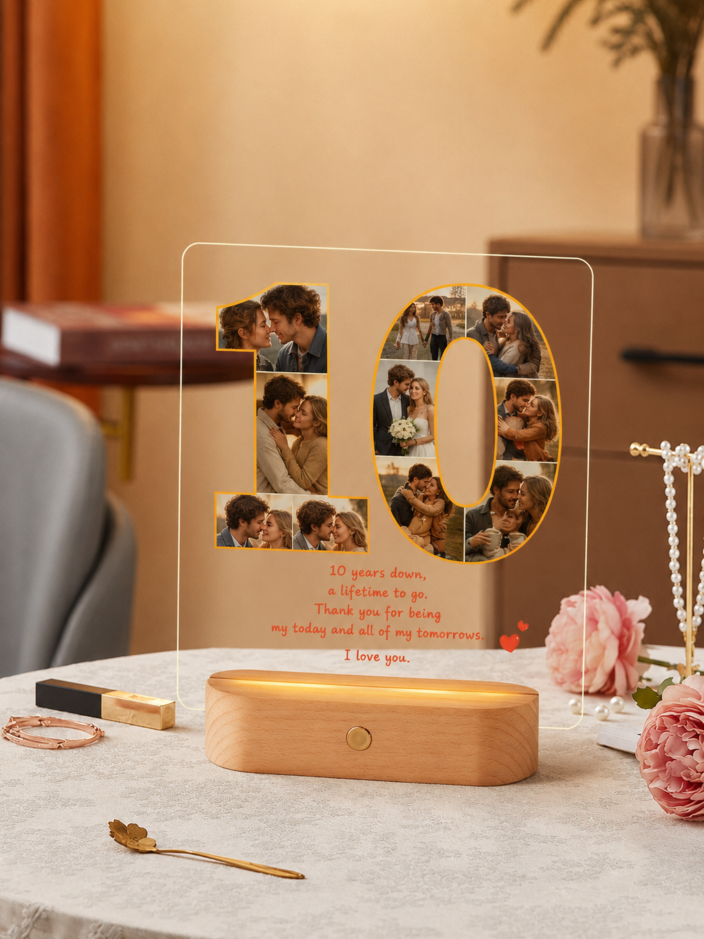 Custom LED Anniversary Photo Frame · Personalized Night Light Gift