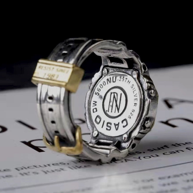 Customized Paper Wedding Clock Ring - 925 Silver Vintage Design