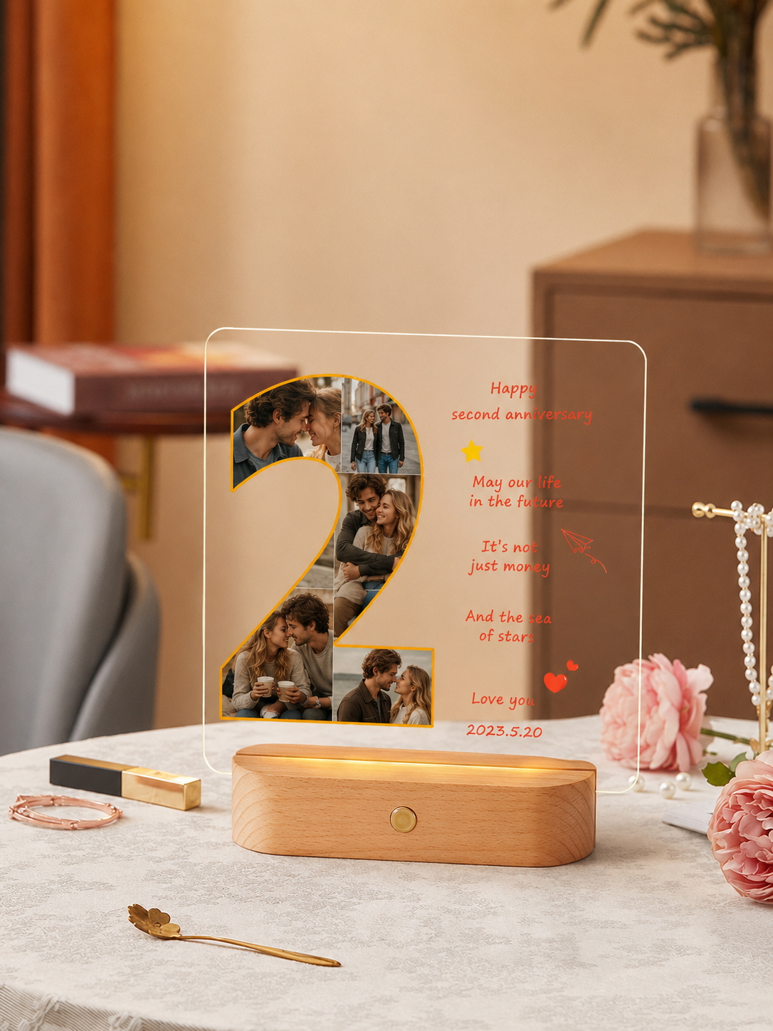 Custom LED Anniversary Photo Frame · Personalized Night Light Gift