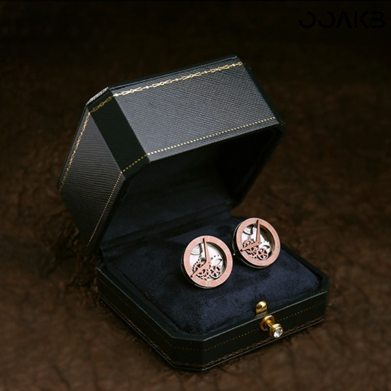 Customized Paper Wedding Clock Gear Cufflinks - Titanium Engraved