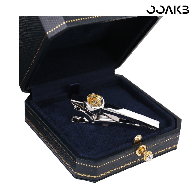 Customized Paper Wedding Clock Gear Tie Clip - Engravable