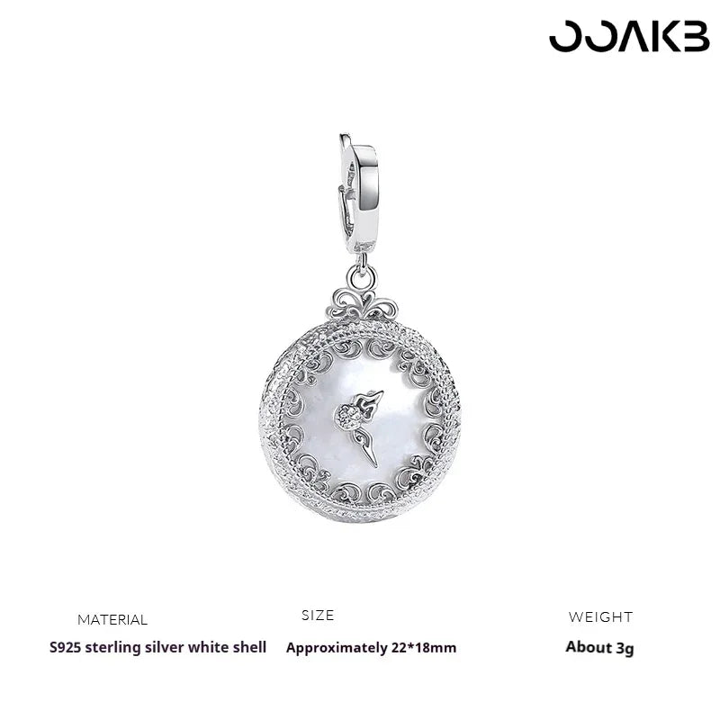 Clock Pendant - Silver Mother-of-Pearl - OOAKB