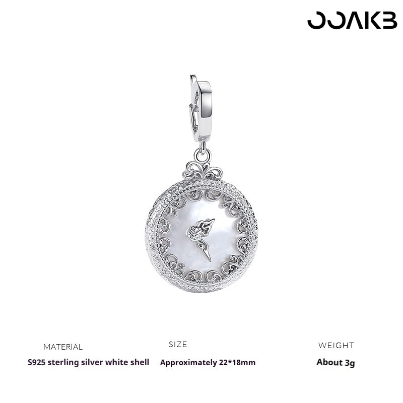 Customized Paper Wedding Clock Pendant - 925 Silver Mother-of-Pearl
