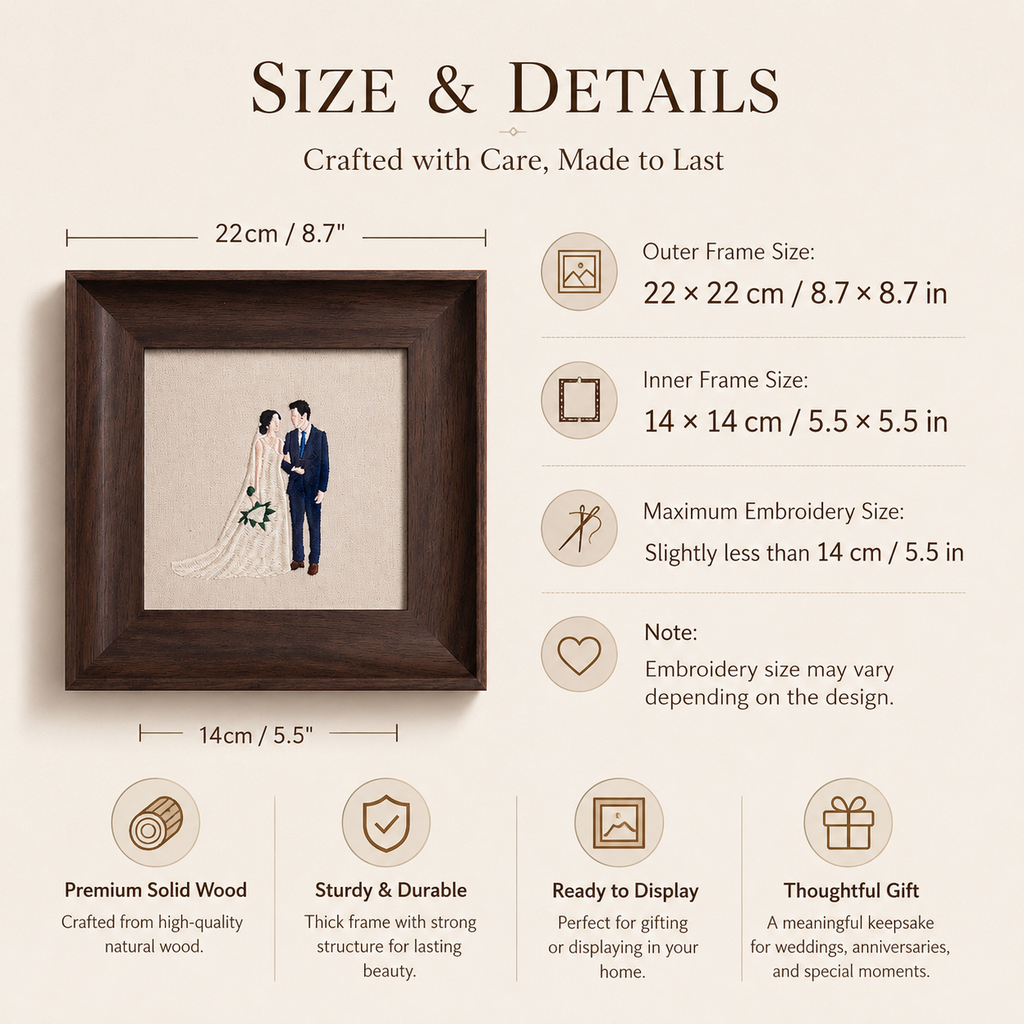 Wedding Portrait Embroidery Frame · Your Photo Stitched into a Timeless Keepsake