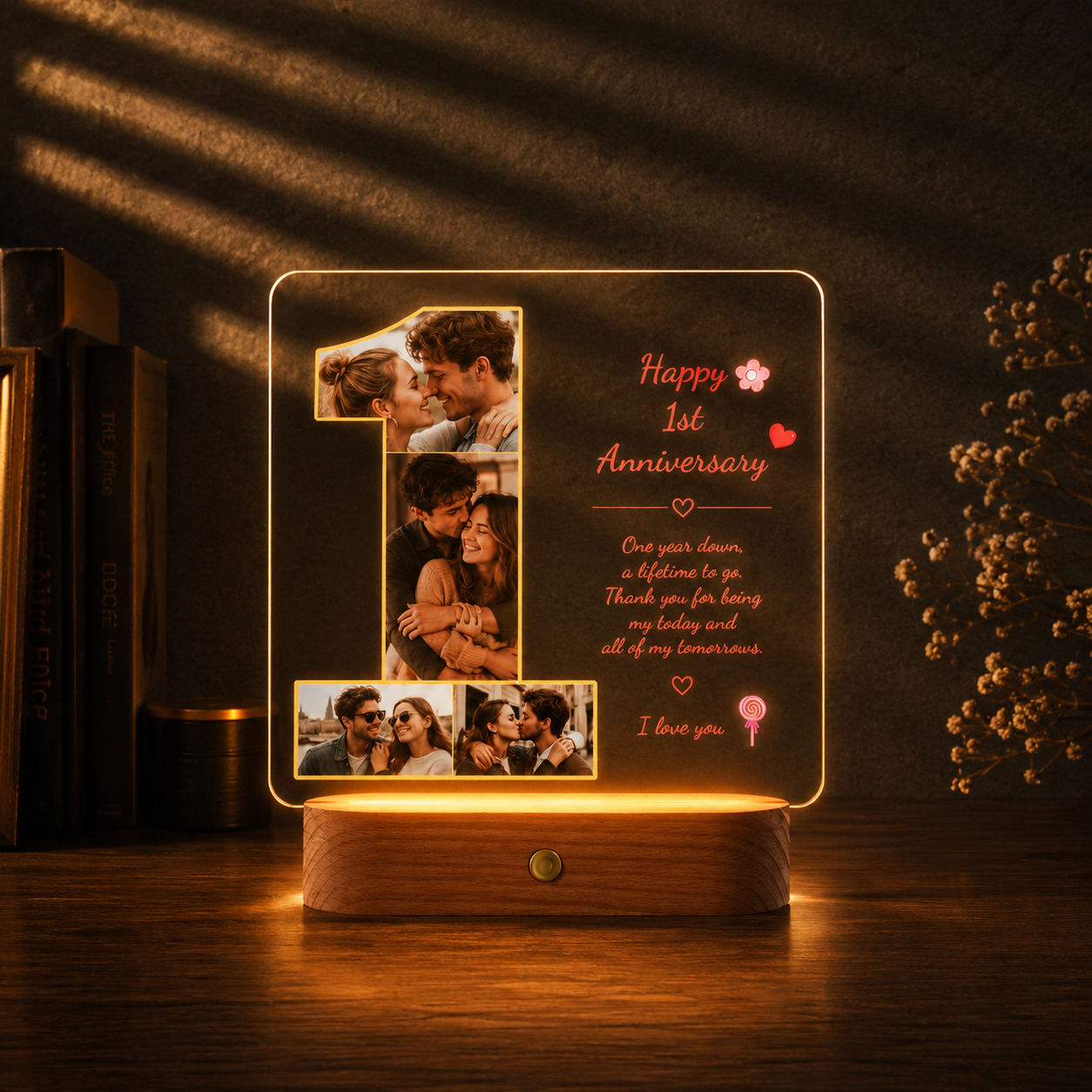 Custom LED Anniversary Photo Frame · Personalized Night Light Gift