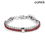 Customized 3rd Leather Wedding Bracelet - Double-Layer Leather Cord Handmade