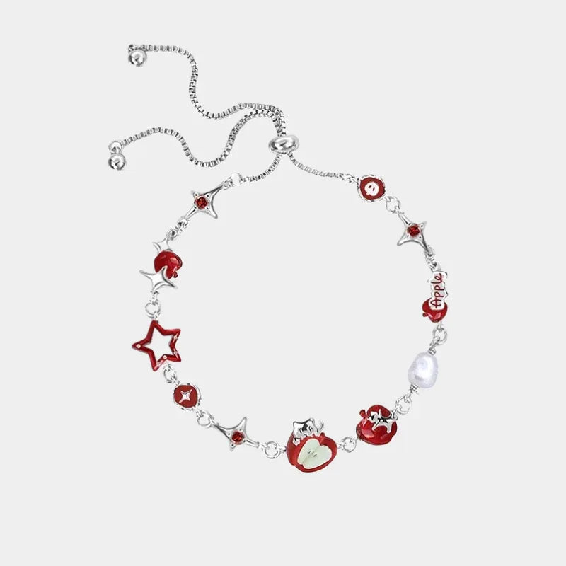 Apple & Star Bracelet - Copper Alloy Adjustable - OOAKB
