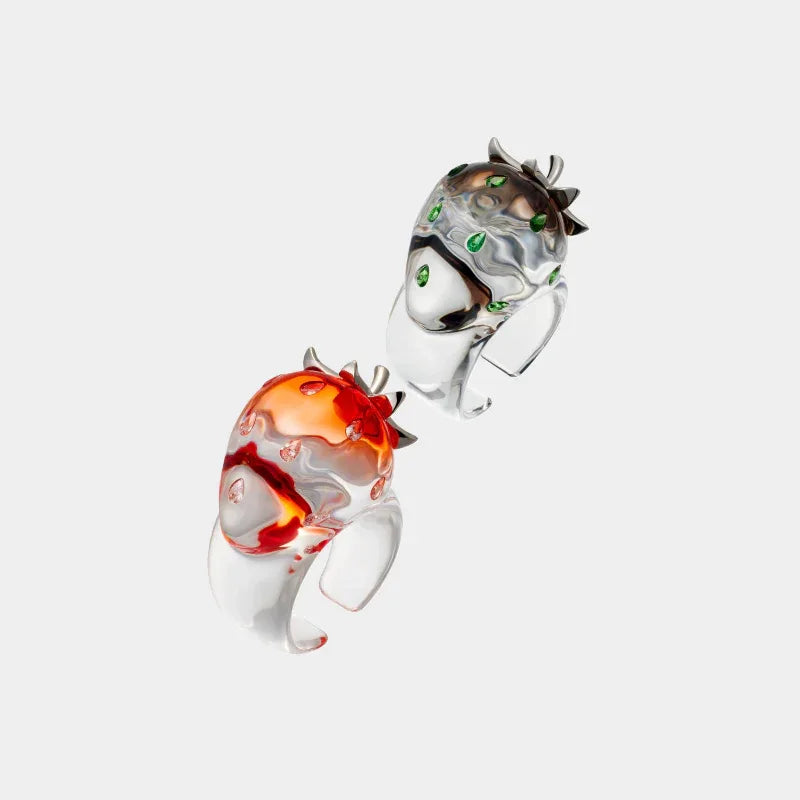 Transparent Gradient Strawberry Ring - OOAKB