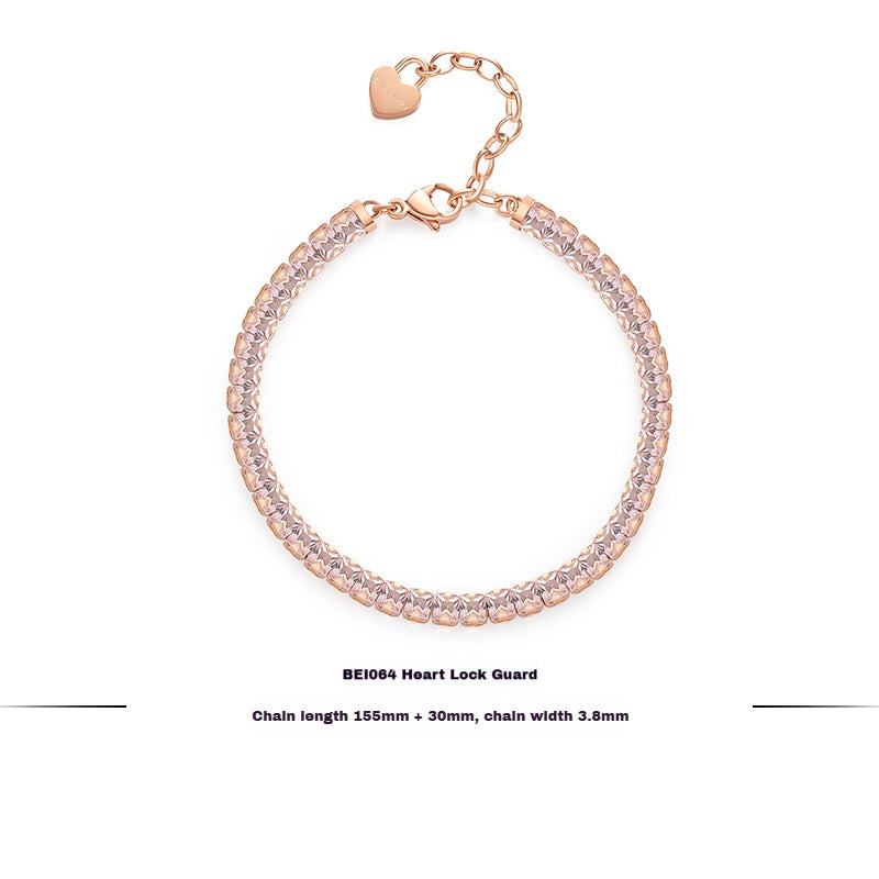Customized Titanium Steel Women's Bracelet - 6th Iron Anniversary Cubic Zirconia