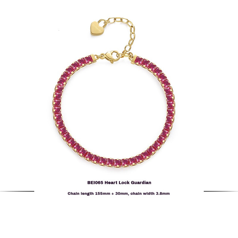 Customized Titanium Steel Women's Bracelet - 6th Iron Anniversary Cubic Zirconia